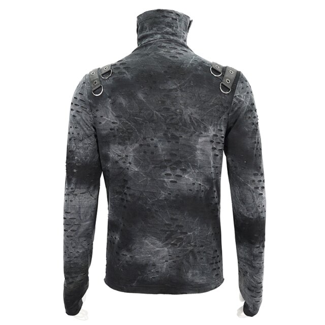 Postapokalypse Punk Shirt Agonize grau-schwarz mit Rollkragen XL