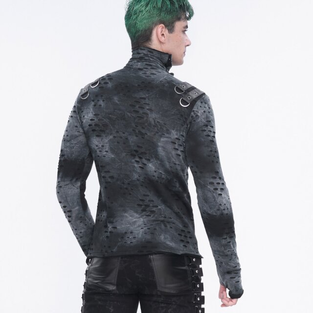 Postapokalypse Punk Shirt Agonize grau-schwarz mit Rollkragen XL