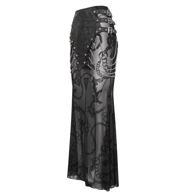 Gothic maxi skirt Sweet Oblivion with wide loincloth with chains