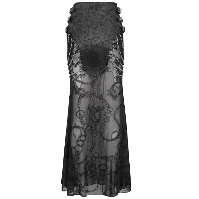 Gothic maxi skirt Sweet Oblivion with wide loincloth with chains