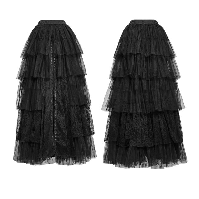 Victorian, floor-length and wide swinging tulle-layer skirt Belladonna