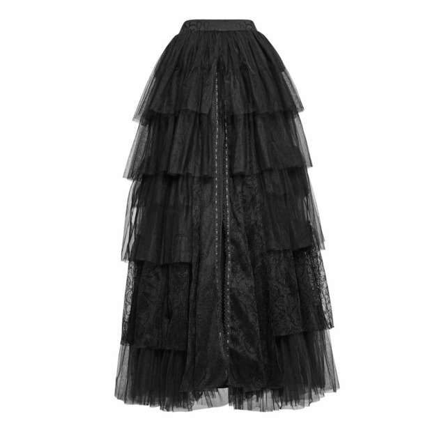 Victorian, floor-length and wide swinging tulle-layer skirt Belladonna