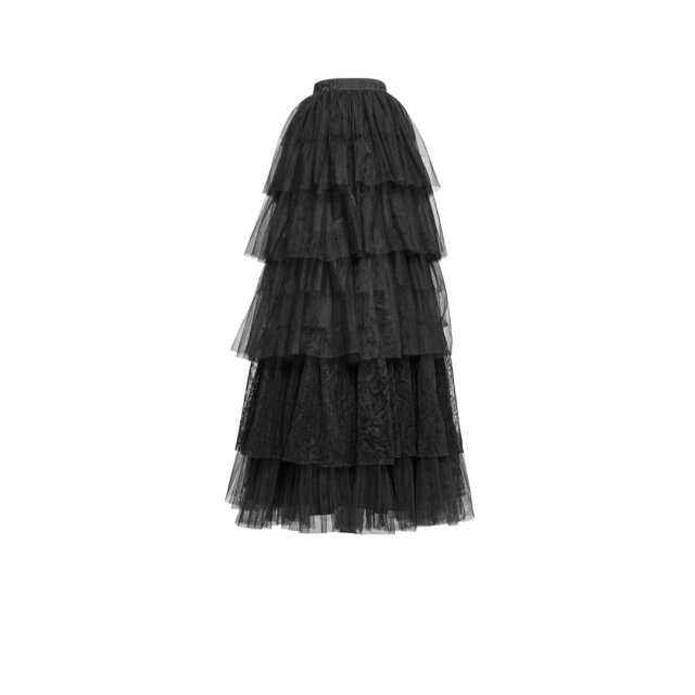 Victorian, floor-length and wide swinging tulle-layer skirt Belladonna