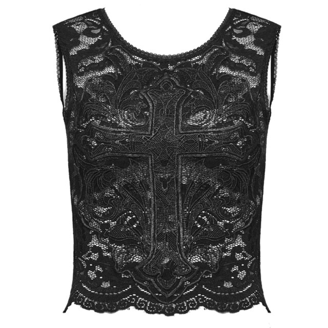 Punk Rave Tanktop Cross Out aus Spitze M-L