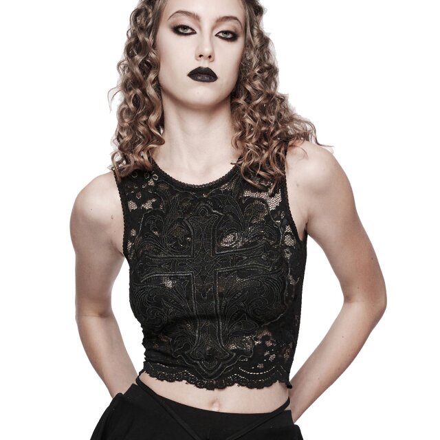 Punk Rave Tanktop Cross Out aus Spitze M-L