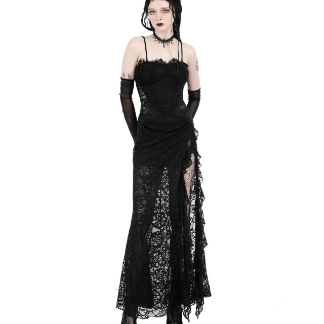 Langes Sinnliches Gothic Kleid Luna mit Trägern