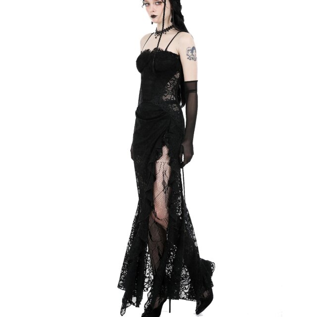 Langes Sinnliches Gothic Kleid Luna & Stelle mit Trägern