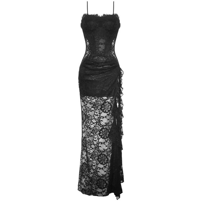 Langes Sinnliches Gothic Kleid Luna & Stelle mit Trägern