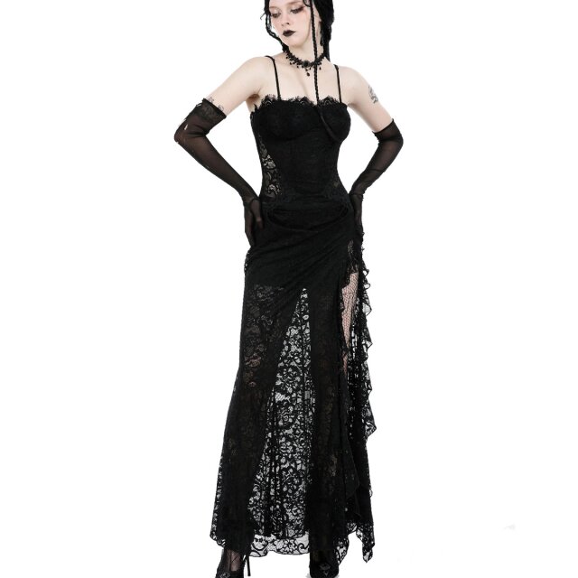 Langes Sinnliches Gothic Kleid Luna & Stelle mit Trägern