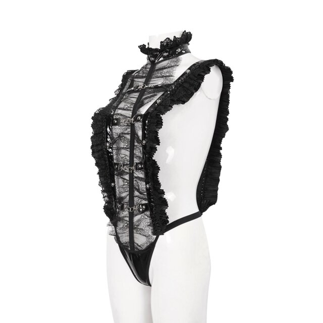 Burlesque Träger-Harness-Body Barbarella diVine mit Rüschen