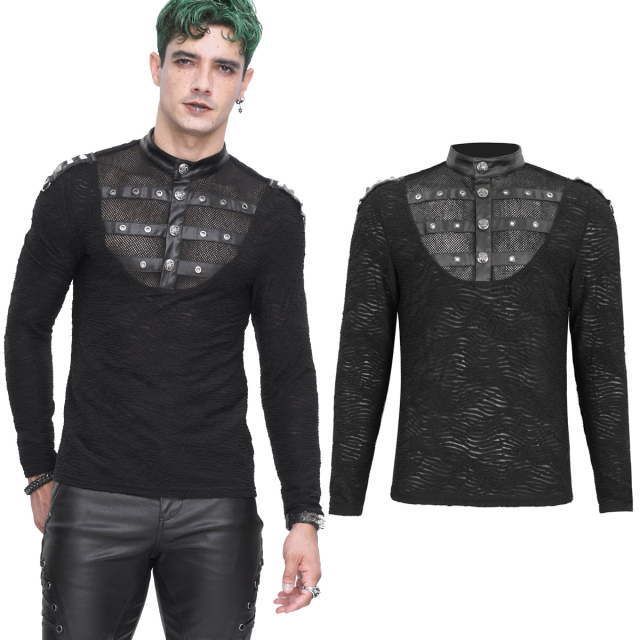 Extravagant Devil Fashion Gothic longsleeve guard (TT260) with imitation leather straps, studs and mesh insert