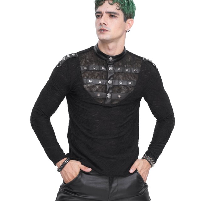 Devil Fashion Longsleeve Wächter mit Kunstlederriemen S
