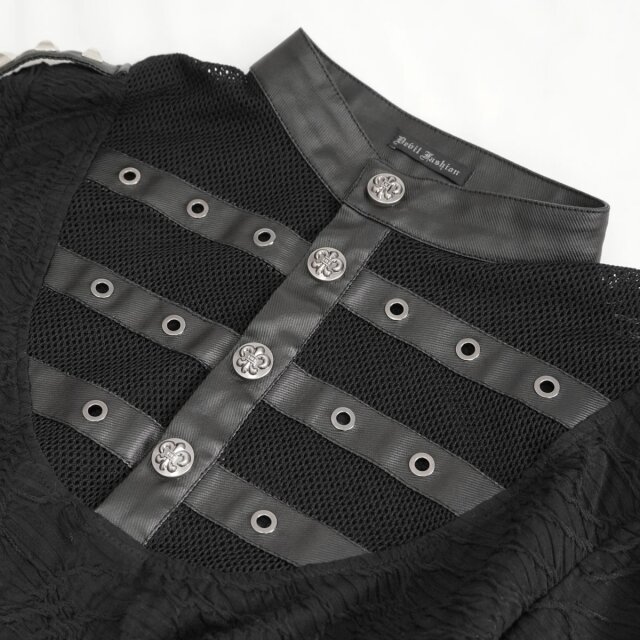 Devil Fashion Longsleeve Wächter mit Kunstlederriemen S