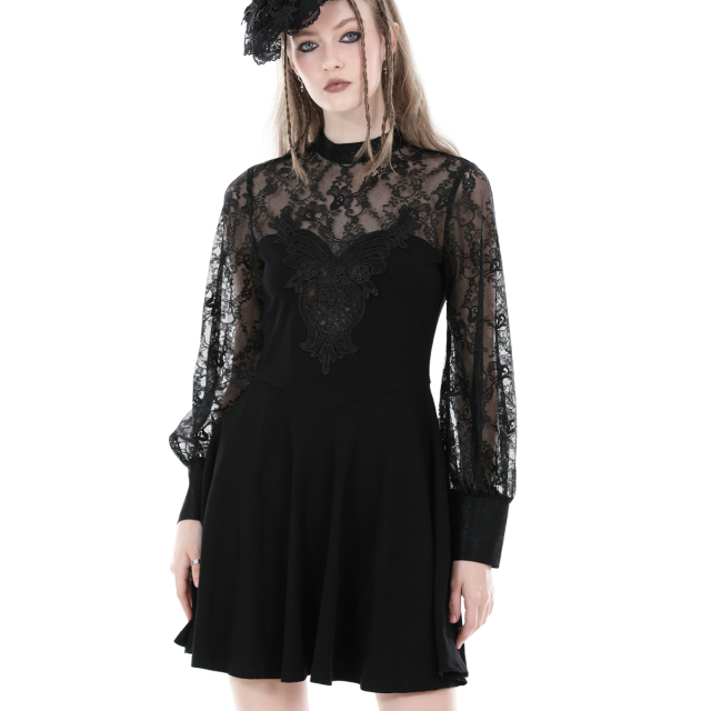 Gothic Wonderland mini dress with lace sleeves