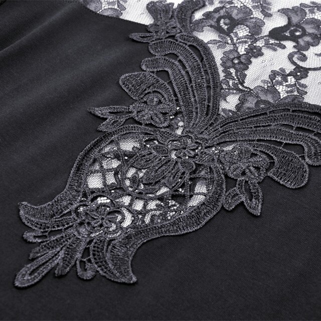 Gothic Wonderland mini dress with lace sleeves