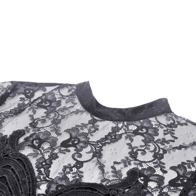 Gothic Minikleid Wonderland mit Spitzenärmeln XS