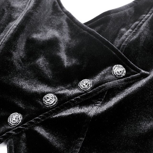 Langer Samtmantel Dark Reigness mit abnehmbarem Fake Fure-Revers M