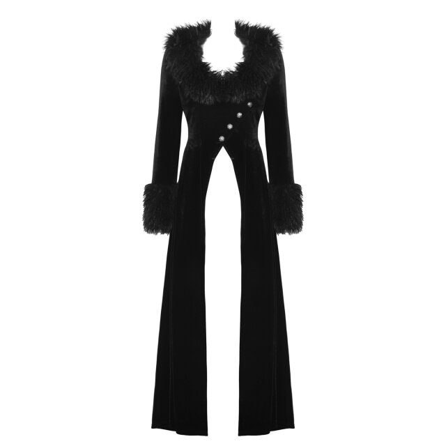 Langer Samtmantel Dark Reigness mit abnehmbarem Fake Fure-Revers S