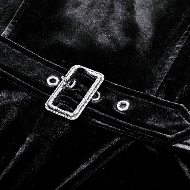 Langer Samtmantel Dark Reigness mit abnehmbarem Fake Fure-Revers S