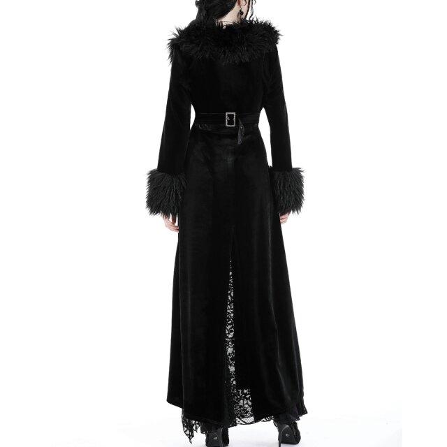 Langer Samtmantel Dark Reigness mit abnehmbarem Fake Fure-Revers S