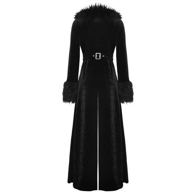 Langer Samtmantel Dark Reigness mit abnehmbarem Fake Fure-Revers S