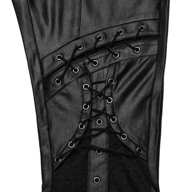 PUNK RAVE Wetlook-Hose Marvelling Mystique mit Riemen und Schnürung
