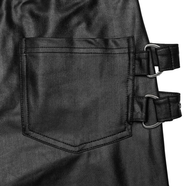 PUNK RAVE Wetlook-Hose Marvelling Mystique mit Riemen und Schnürung