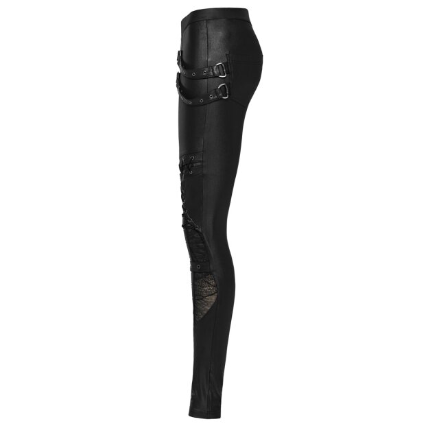 PUNK RAVE Wetlook-Hose Marvelling Mystique mit Riemen und Schnürung