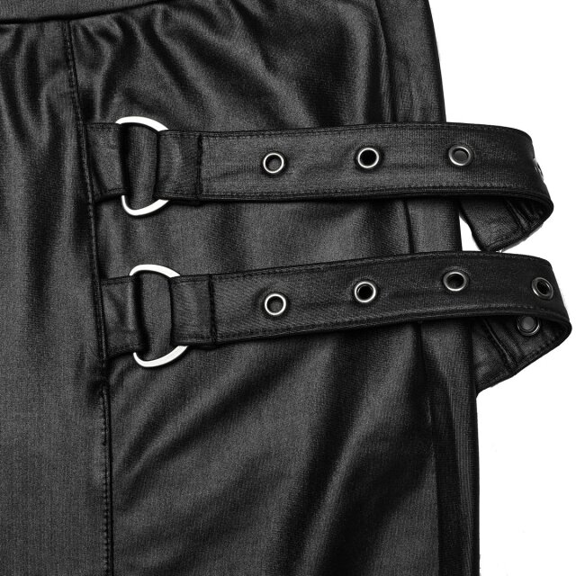 PUNK RAVE Wetlook-Hose Marvelling Mystique mit Riemen und Schnürung