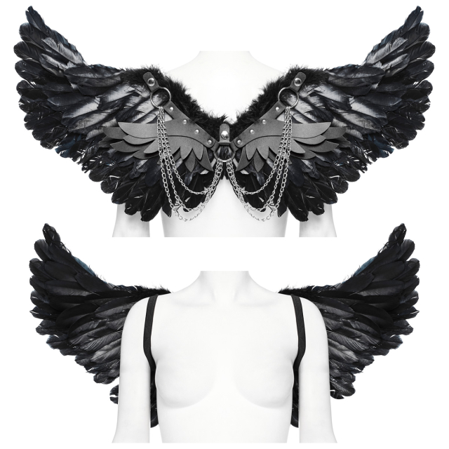 Black PUNK RAVE Gothic wings Dark Angel
