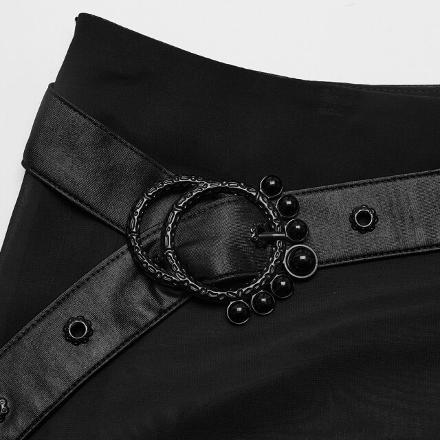 PUNK RAVE langer schmaler Chiffon Rock Black Magic mit Gürtel XXL