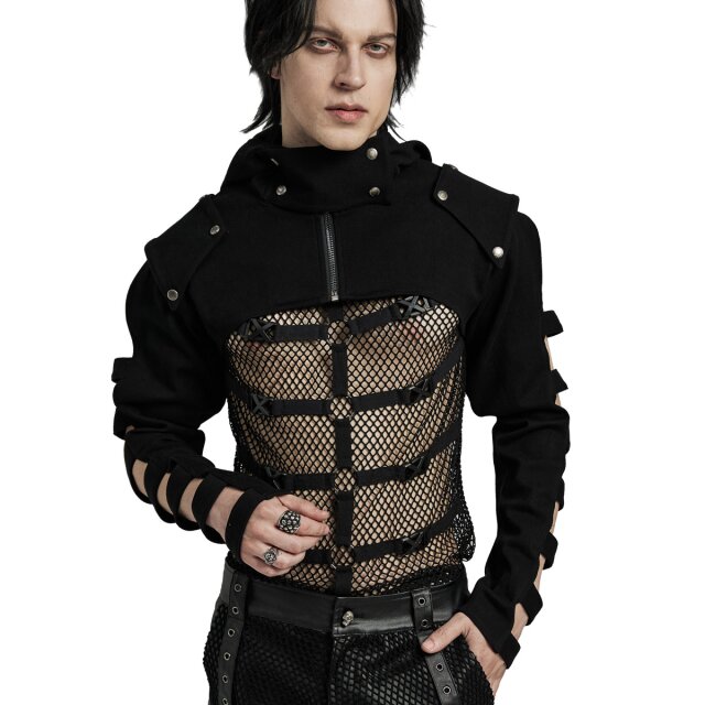 PUNK RAVE Hooded Bolero Outlawed Behaviour mit Riemenärmeln