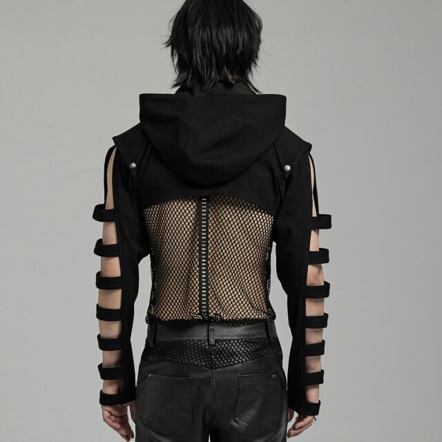PUNK RAVE Hooded Bolero Outlawed Behaviour mit Riemenärmeln