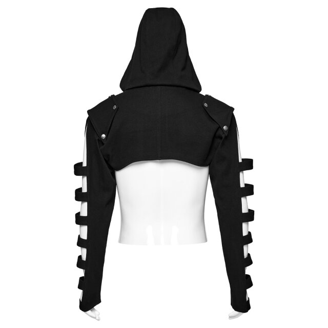 PUNK RAVE Hooded Bolero Outlawed Behaviour mit Riemenärmeln