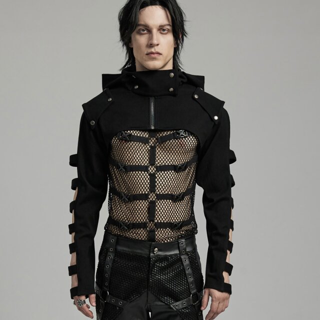 PUNK RAVE Hooded Bolero Outlawed Behaviour mit Riemenärmeln