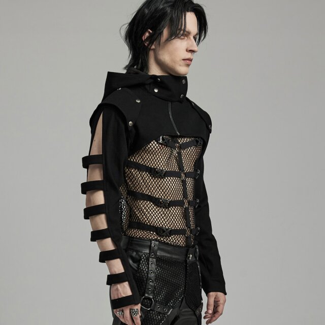 PUNK RAVE Hooded Bolero Outlawed Behaviour mit Riemenärmeln