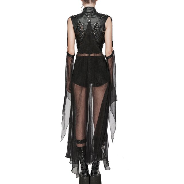 PUNK RAVE Arsenic strappy vest with chiffon sleeves