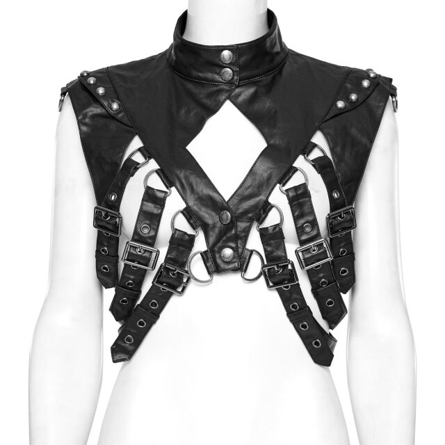 PUNK RAVE Arsenic strappy vest with chiffon sleeves