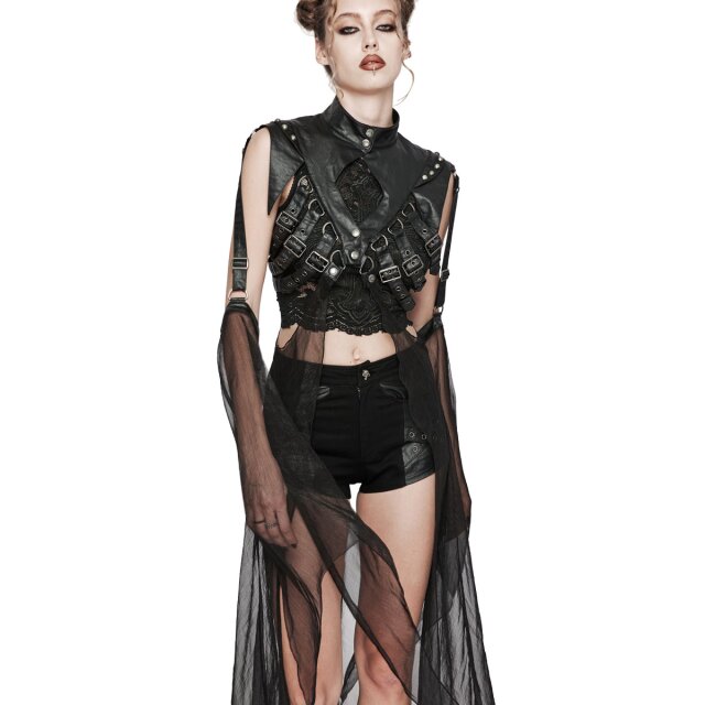 PUNK RAVE Arsenic strappy vest with chiffon sleeves