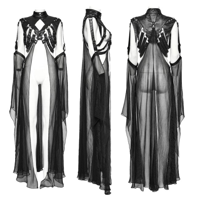 PUNK RAVE Arsenic strappy vest with chiffon sleeves