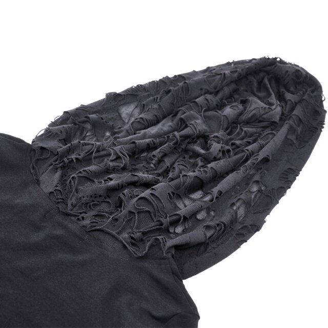 Hooded Cyber Goth/Punk Shirt mit langen Ärmeln XS