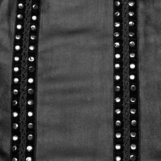 PUNK RAVE Wetlook Minikleid Dark Treasure mit Nieten und Spaghetti-Trägern M-L