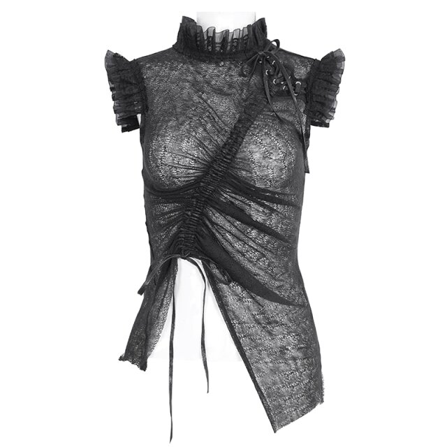 Transparent Devil Fashion Gothic Shirt Classified with shirring