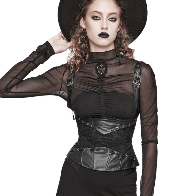 PUNK RAVE underbust leatherette corsage Destiny with straps