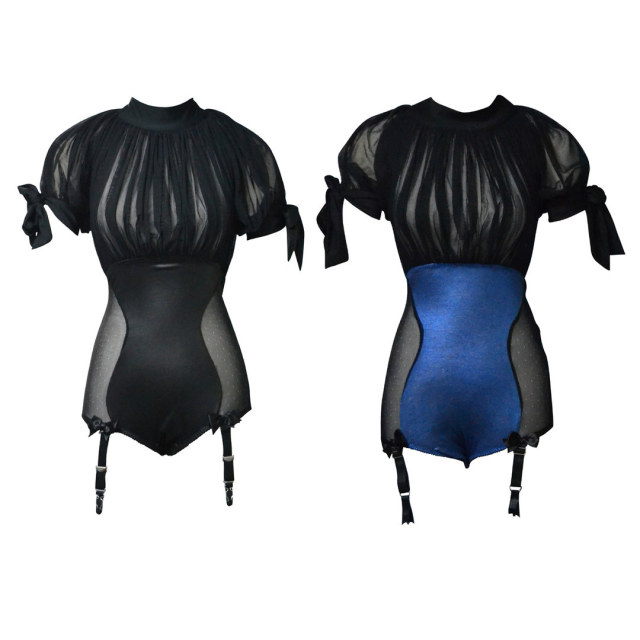 Charming burlesque body with backless top. In two colors available ladies gothic top