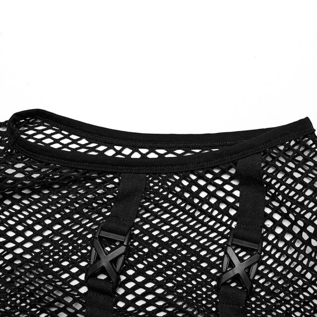 Punk Rave Netztanktop Moloch mit Stehkragen XXL-3XL