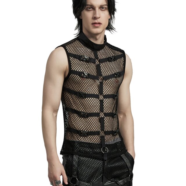 Punk Rave Netztanktop Moloch mit Stehkragen XXL-3XL