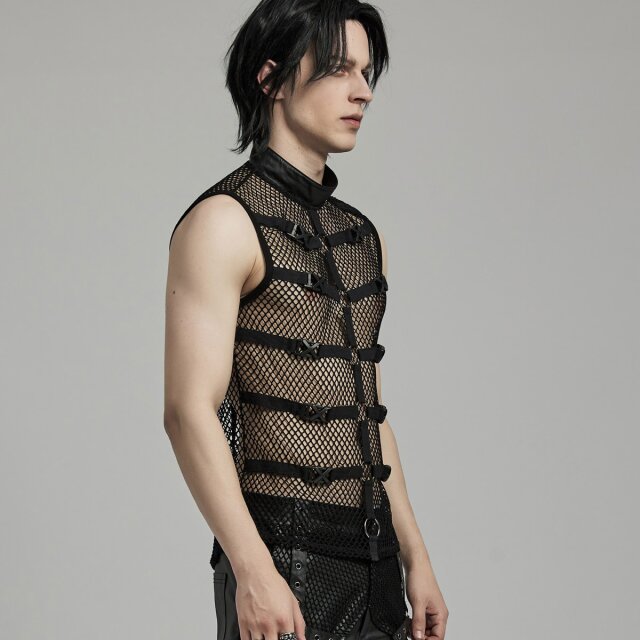 Punk Rave Netztanktop Moloch mit Stehkragen XXL-3XL