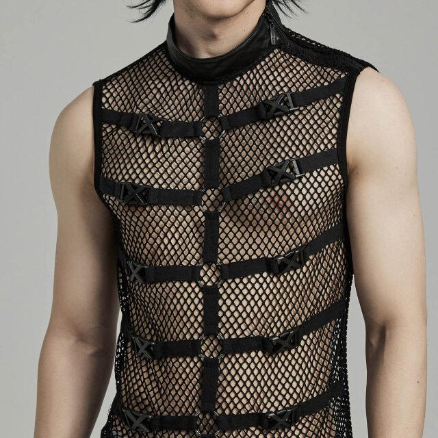 Punk Rave Netztanktop Moloch mit Stehkragen XXL-3XL