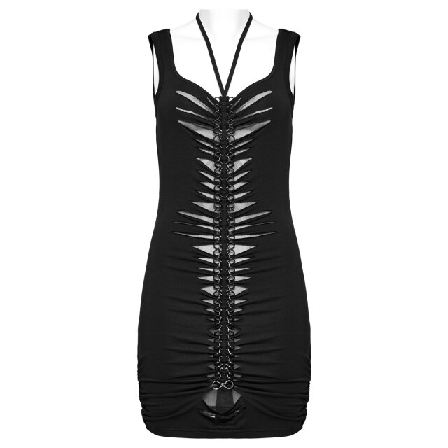 PUNK RAVE mini dress Fever with rips and chain